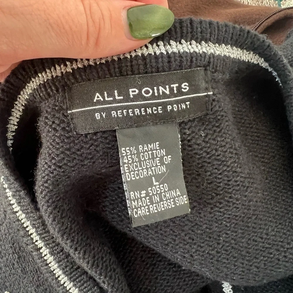 All Points by Reference Points Christmas Beaded Sweater Cardigan